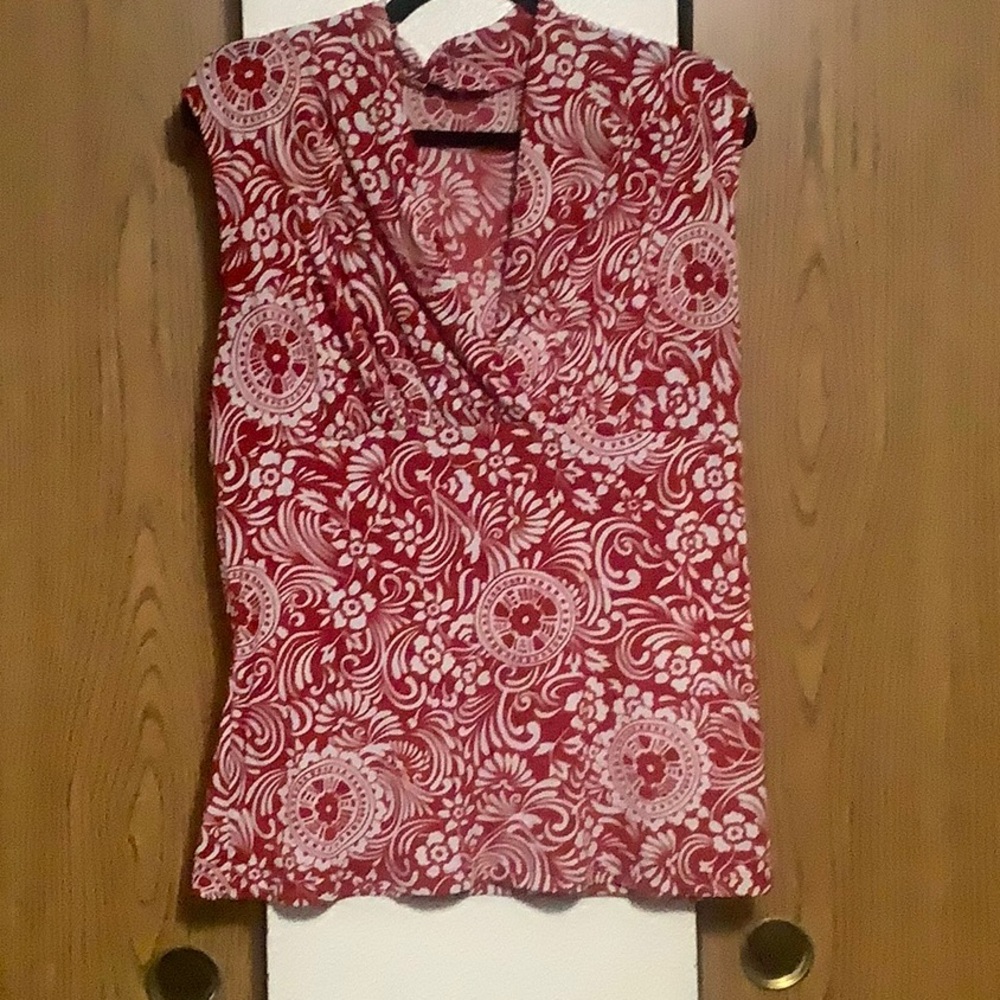 Calvin Klein Floral Red and White Blouse